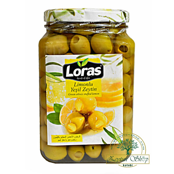 زیتون سبز بامغز لیمو لوراس 900 گرم